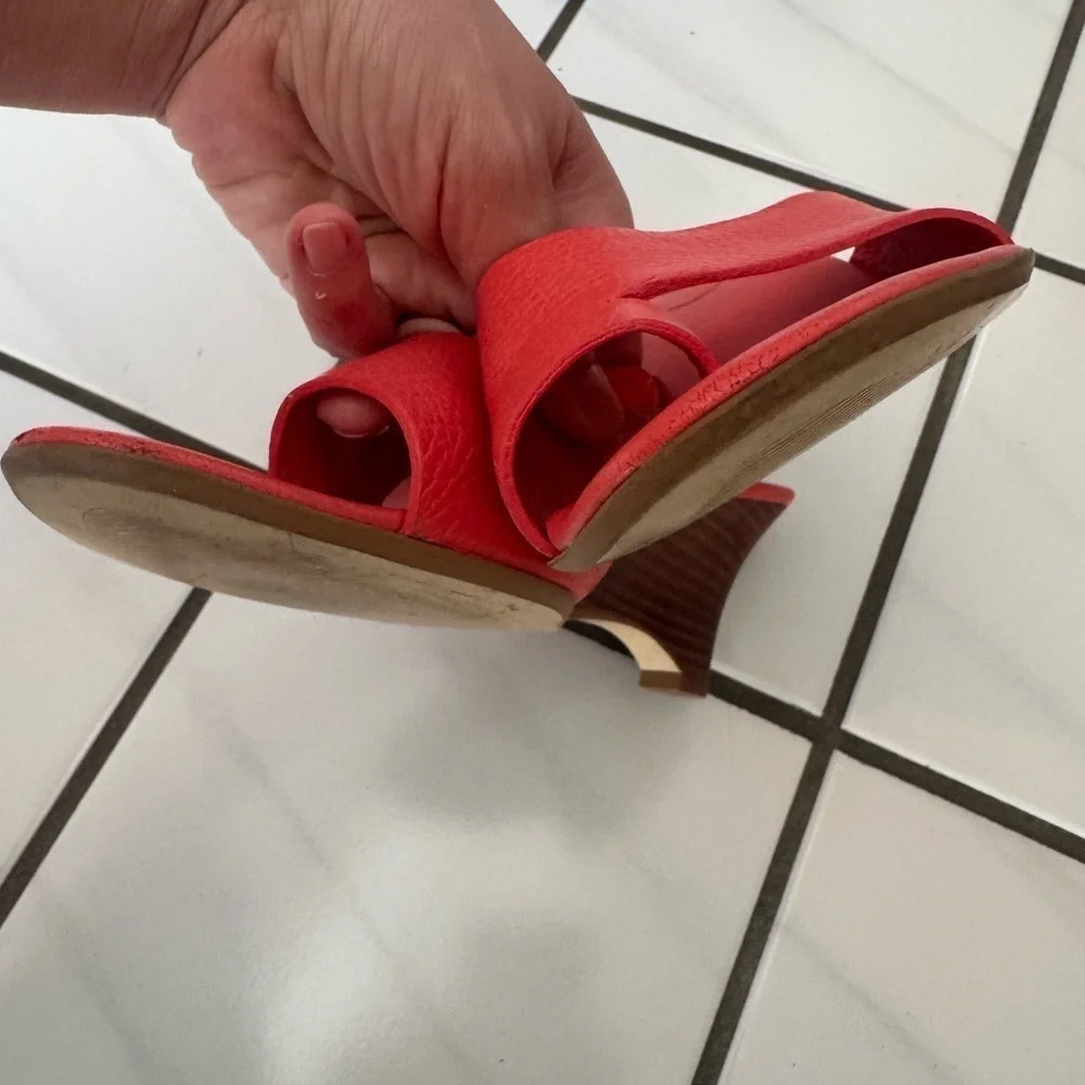 Talbots Red Platform Sandals with Wedge Heel